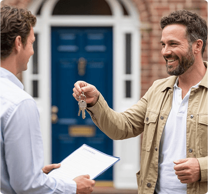 Property handover - two professionals exchanging keys